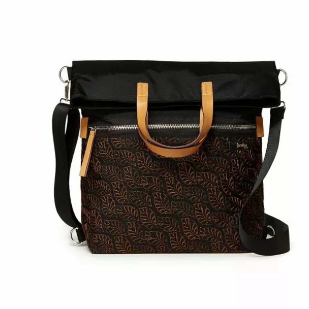 Women's Bag  Jumbu&Co Black Leaf Embroidered Tote